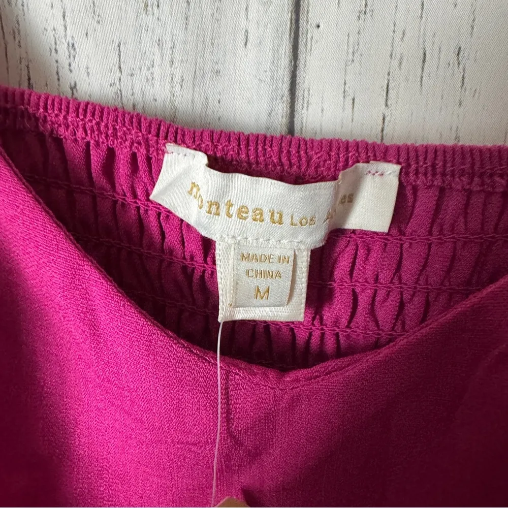 Monteau Women's Pink Peplum  Thin Strap Top Sz M - Image 3