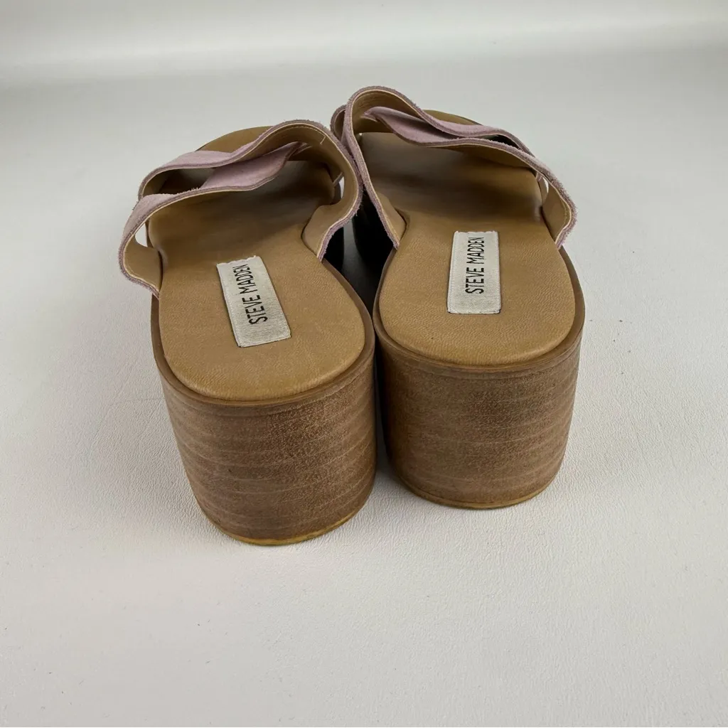 Steve Madden Pink Suede Platform Slide Sandals - Image 3