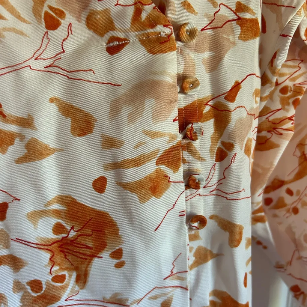 NWT Cos floral abstract orange floral wrap dress size 12 long sleeve fall winter - Image 7