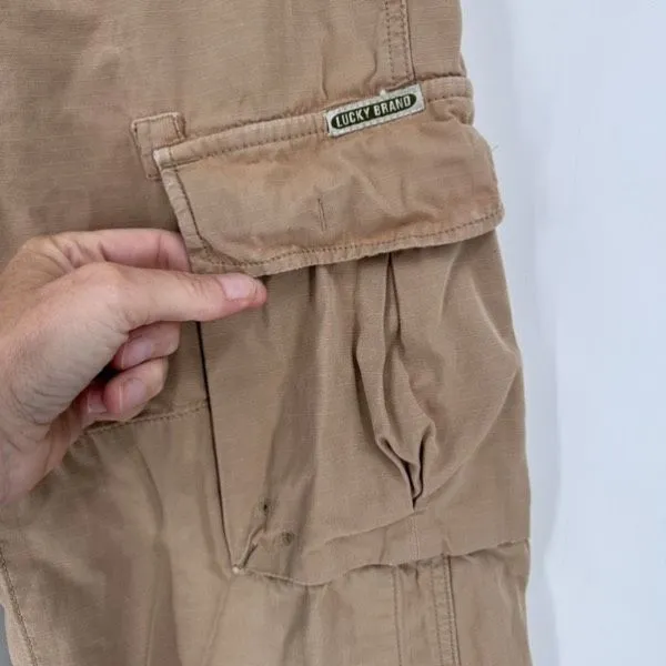 Y2K Lucky Brand Women’s Utility Cargo Tan Loose Fit Pants Size 10 Long‎ Tan - Image 7
