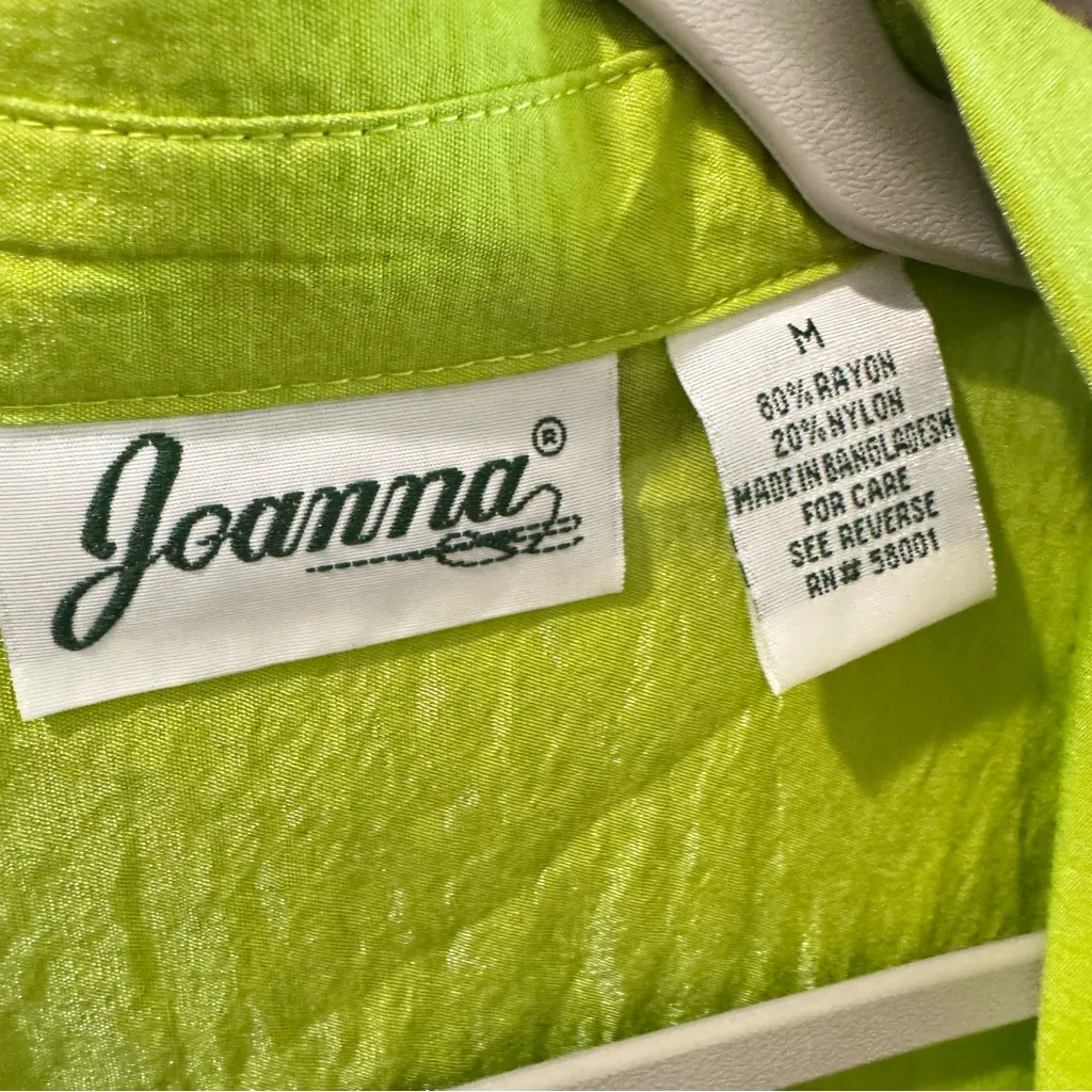 Vintage Joanna Deadstock NWT Pistachio Green Safari Shirt Medium - Image 4