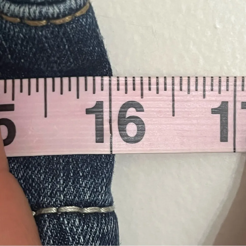 Women’s Juniors Mudd 90s Y2K Denim Jean Shorts Size 9 Dark Wash Contrast‎ Trim - Image 4