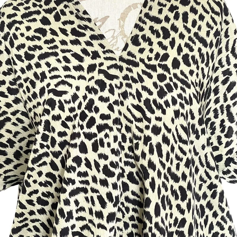 Newbury Kustom Womens Blouse Size Small Boxy Dolman Sleeves Leopard Animal Print - Image 7