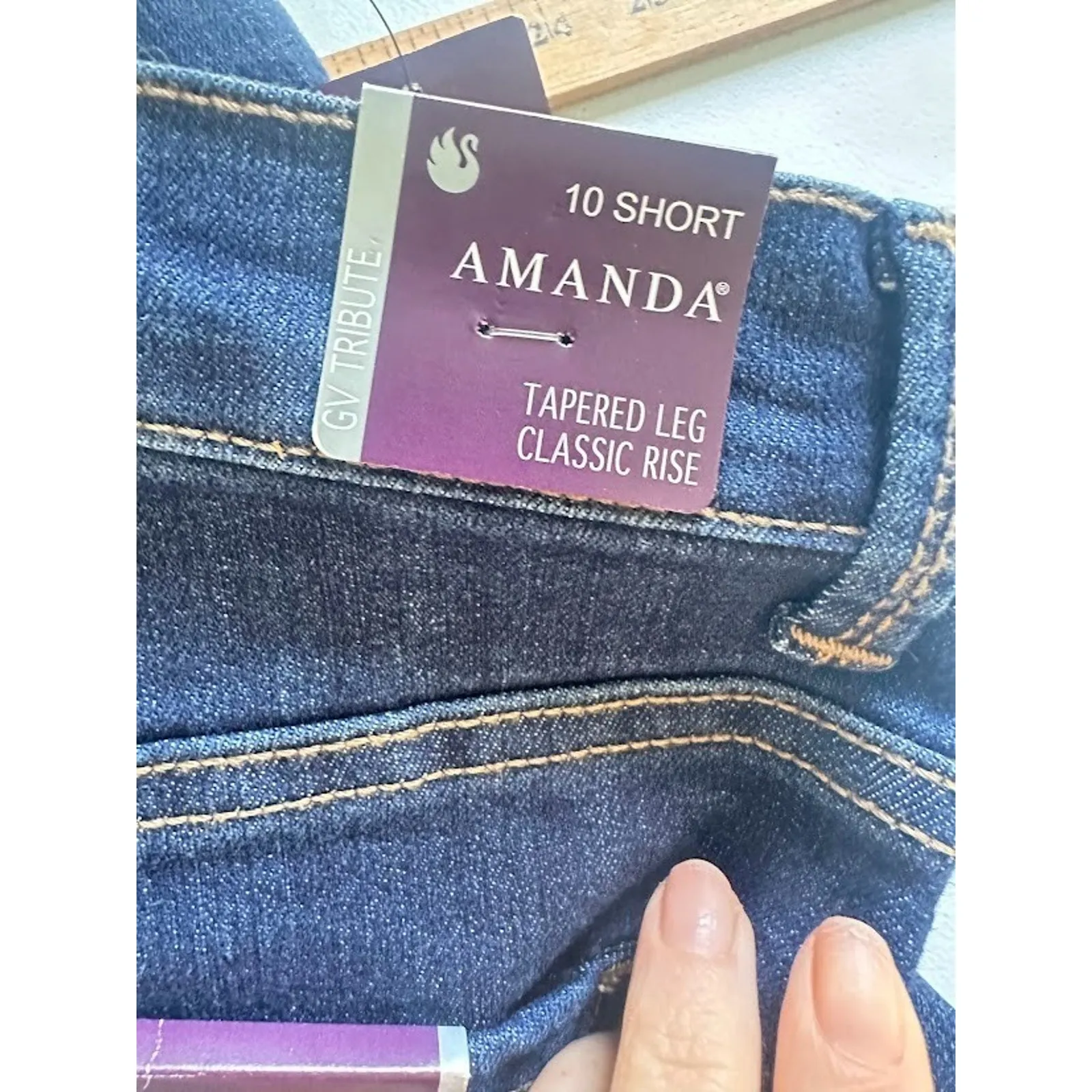 Gloria Vanderbilt Classic Amanda High Rise Tapered Jean Pants 10 Short Dark Wash - Image 9