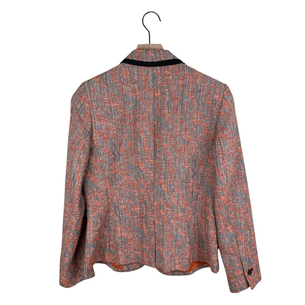 Anne Klein Women's Navy Blue Orange Tweed Blazer Jacket Size 8 Business Preppy - Image 2