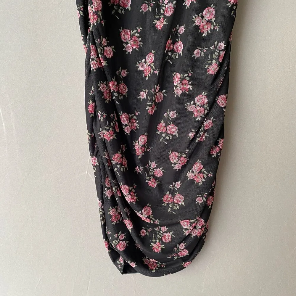 Rolla Costa sz L black pink floral wiggle pencil knee length dress‎ Size L - Image 4