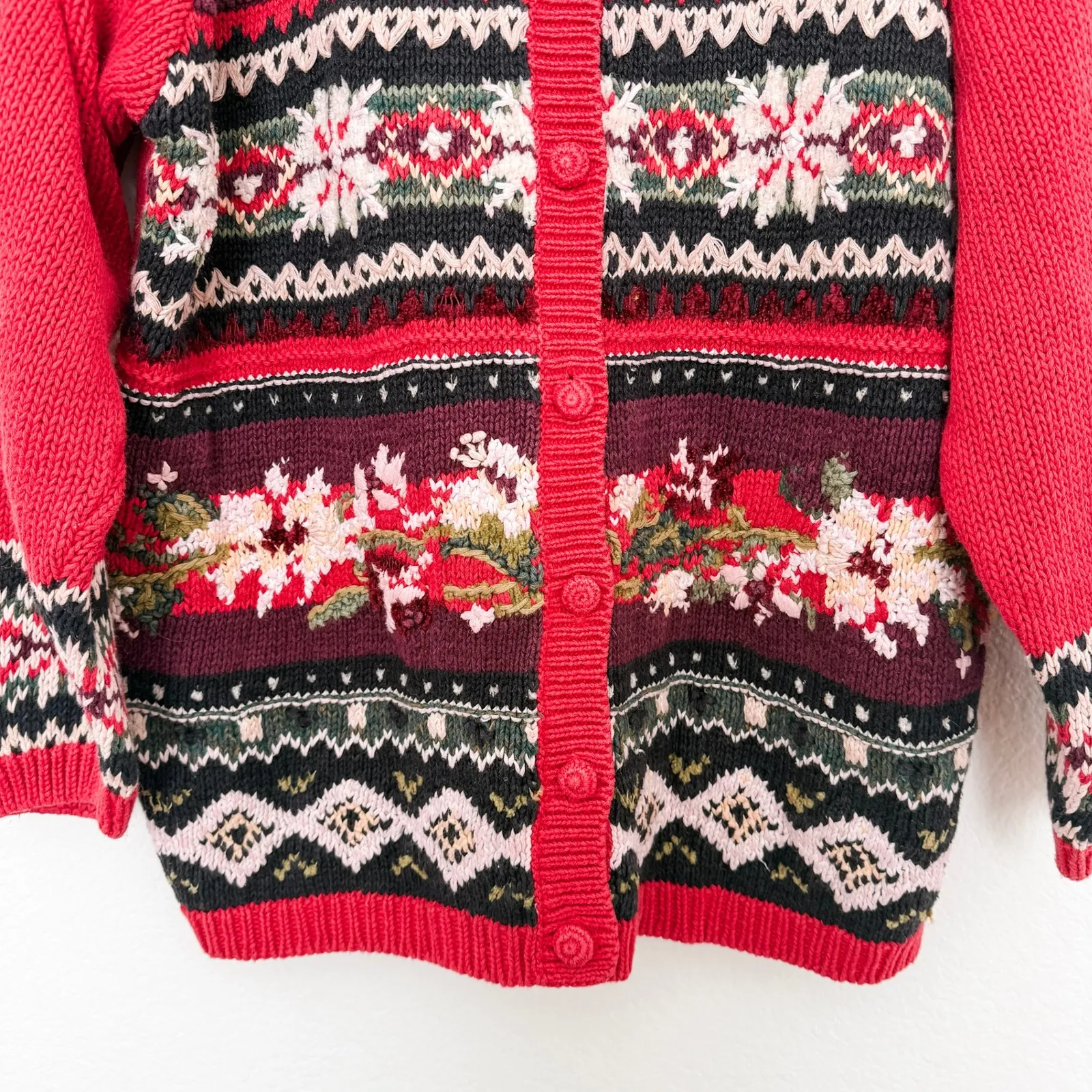 VTG Heirloom Collectibles Womens Cardigan Size 14/16 Red ‎ Knit Holiday Novelty - Image 3
