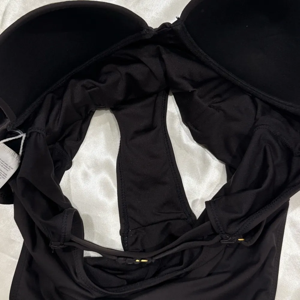 WeWoreWhat Danielle One Piece Swimsuit Belted High Leg Underwire Black Large - Image 12