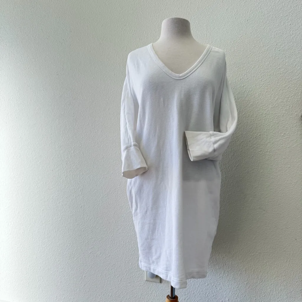 Standard JAMES PERSE Shirt Pocket Dress White 3/4 Sleeves Semi Cocoon Dress Sz 4 - Image 3
