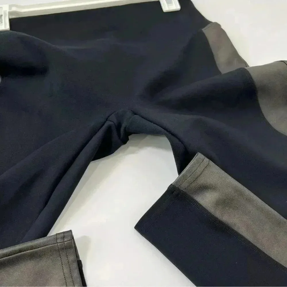 Spanx Women's  Faux Leather Side Panel‎ Ponte Knit Very Black Leggings si… - Image 7