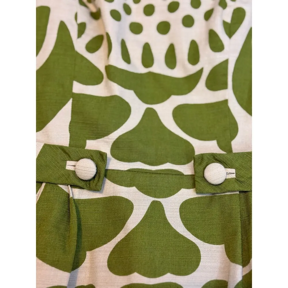 Tabitha Anthropologie Women’s 0 Tabitha Room Cotton Green Cream Retro Midi Dress - Image 12