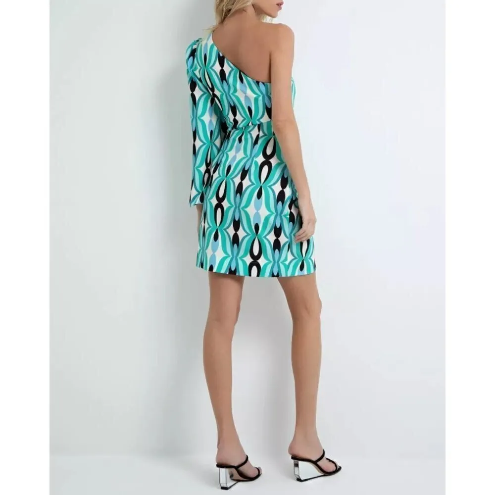 PatBO Twist One Shoulder Mini Dress in Piscene Blue 2 New Womens Cocktail - Image 14