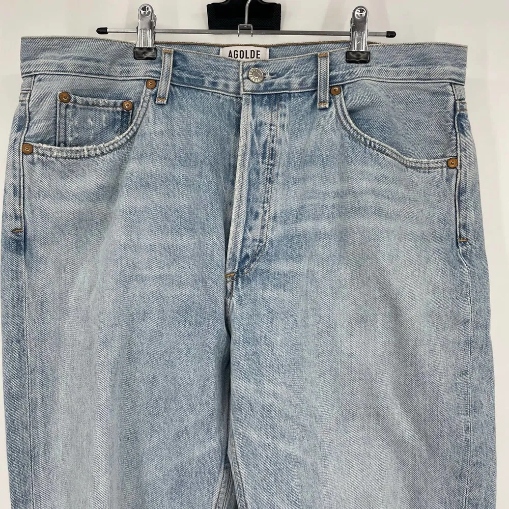 NWT Agolde Riley High Rise Straight Crop Denim Button Fly Jeans Shatter Size 32 - Image 4