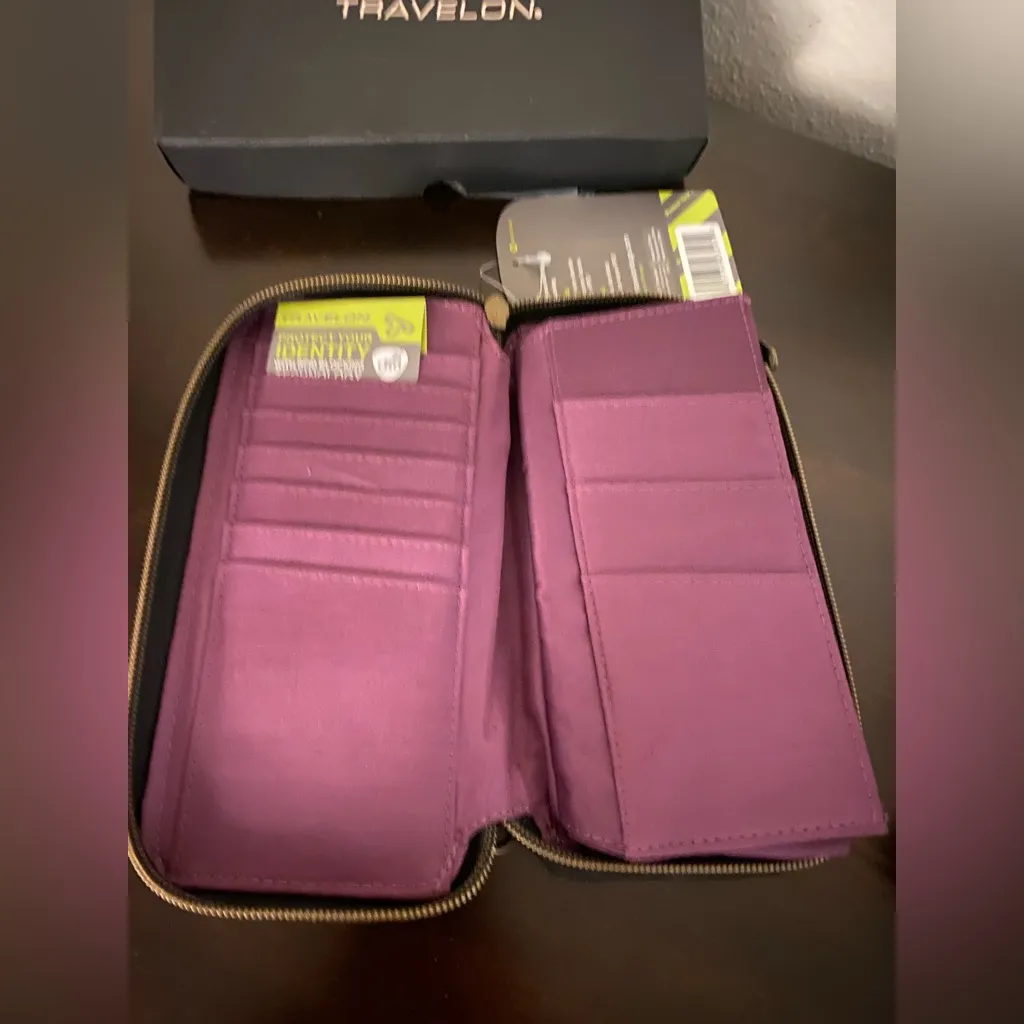 Travelon RFID Blocking Black Bi-Fold Wallet | Travel Clutch - Image 2