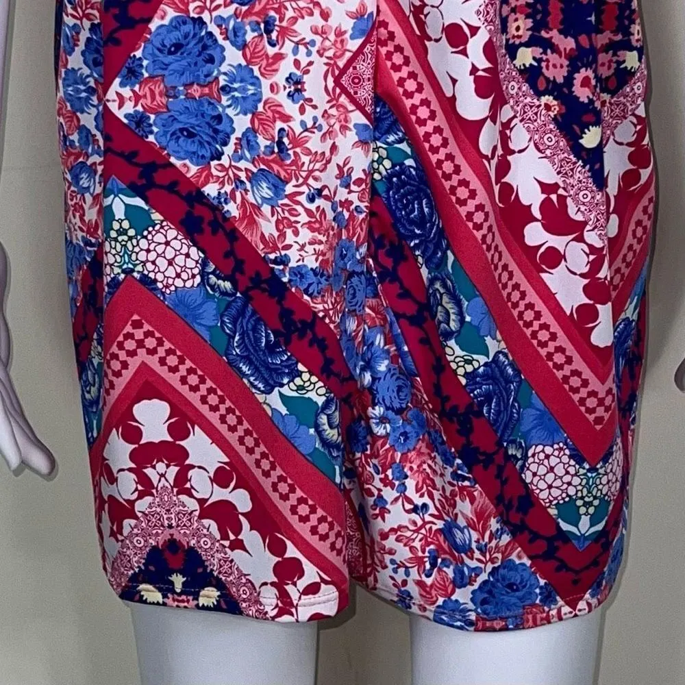 Haptics Boho High Neck Ditzy Print Tank Top Blue Size 1X - Image 11