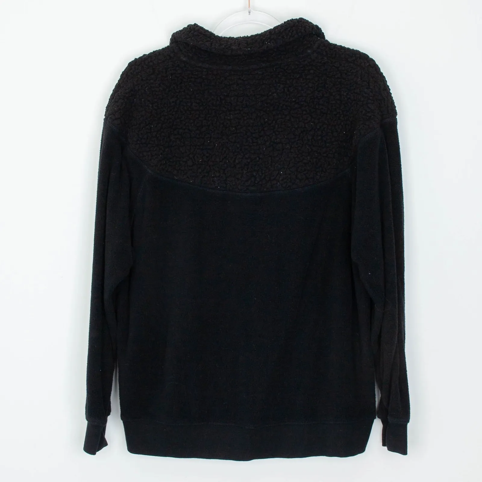 Aerie Womens Hometown Holiday Quarter Zip Fleece Sherpa Sweatshirt Size XS Black - Image 8