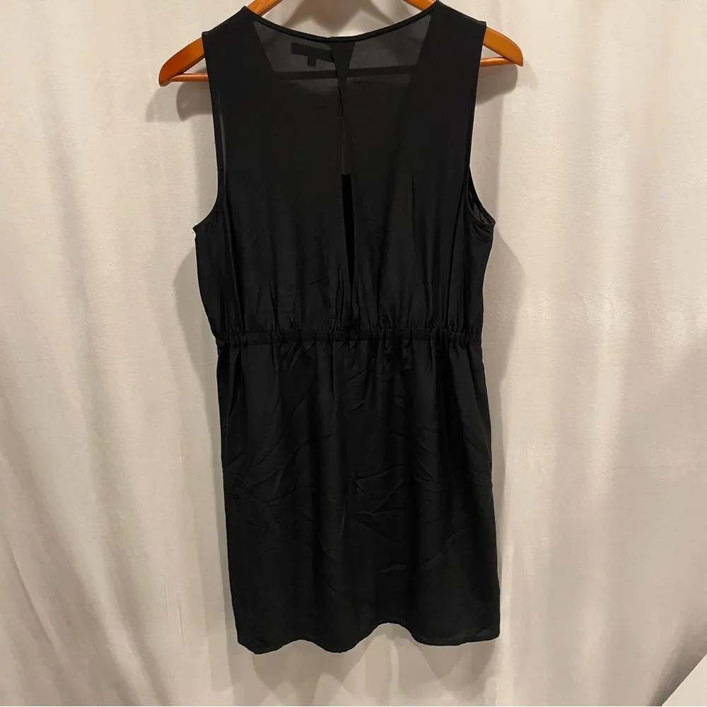 Adorable Madewell black silk v neck dress pockets elastic waist pleated skirt - Image 8
