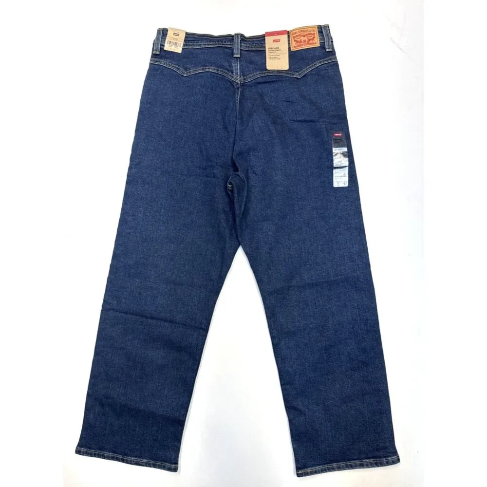 Levi's 32x27 Ribcage Riveted High Waist Ankle Straight Leg Jeans Dark Wash - Image 11