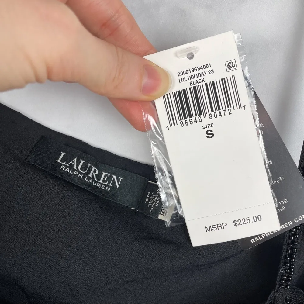 NWT Ralph Lauren Beaded Mesh One Shoulder Camisole Top Floral Glam Party Black S - Image 10