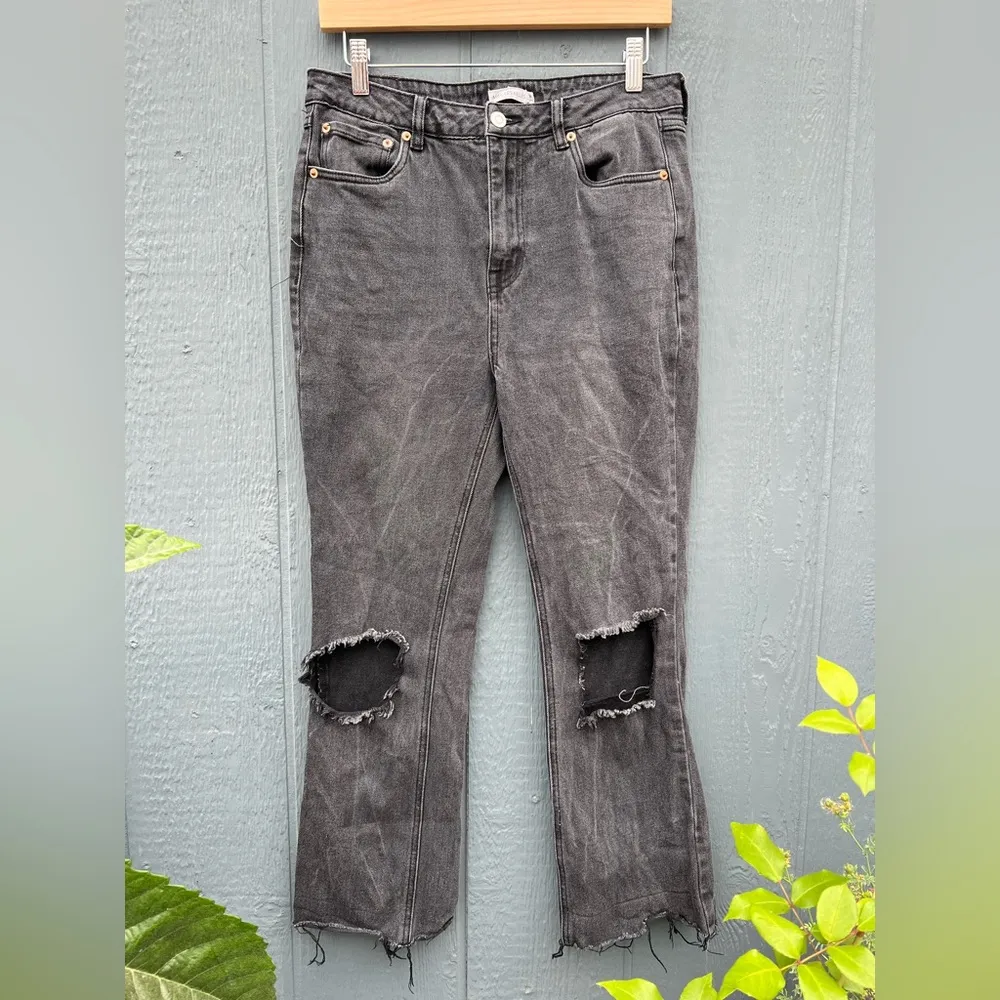 Avec Les Filles Straight Mom Jeans Distressed Washed Black Size 28 - Image 6