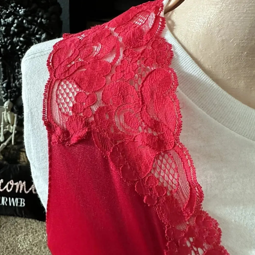 Van Raalte Vintage Full Length Swing Gown Red Lace Sz Medium Glamorous Sexy - Image 3