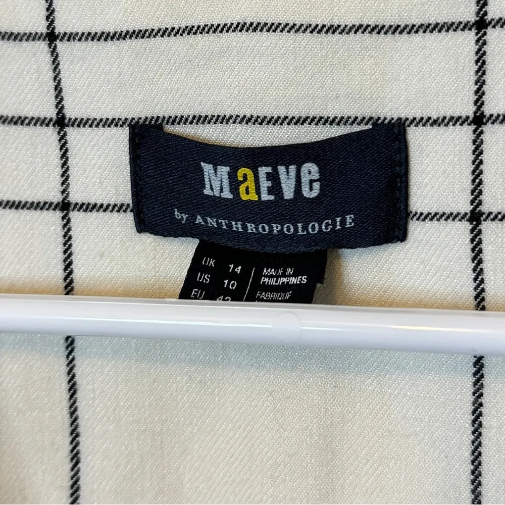 Anthropologie Maeve Linen Blend Long Striped Vest Cream Size 10 Neutral Cardigan - Image 3