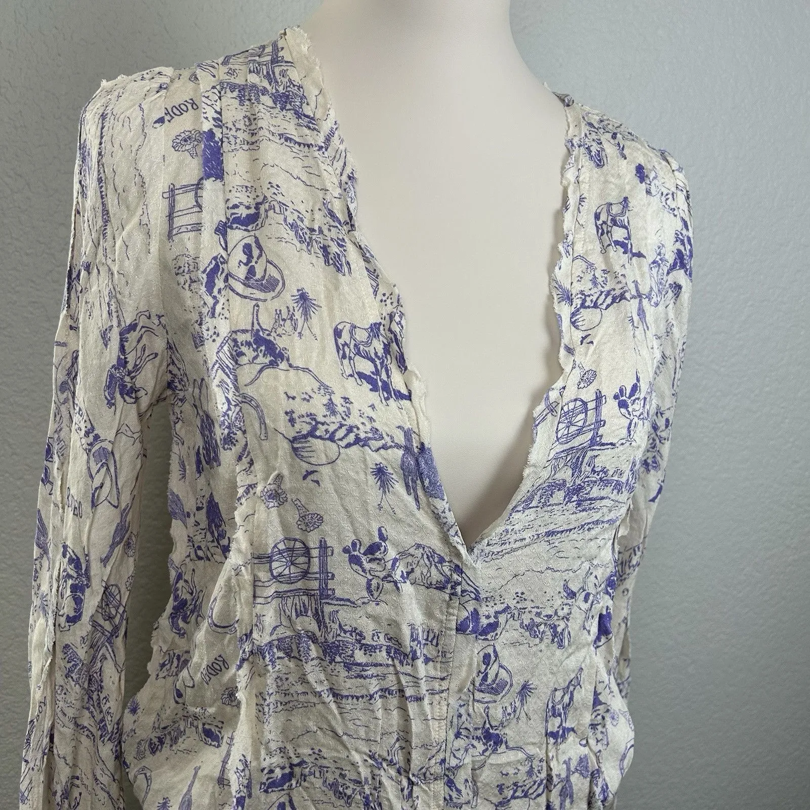 Free People Intimately Everything's Rosy Bodysuit Western Purple Print Rodeo XS - Image 2