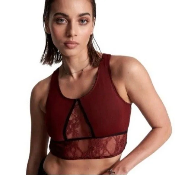 One Teaspoon  Wine Red Mesh Lace Bralette Size Small NWT - Image 3