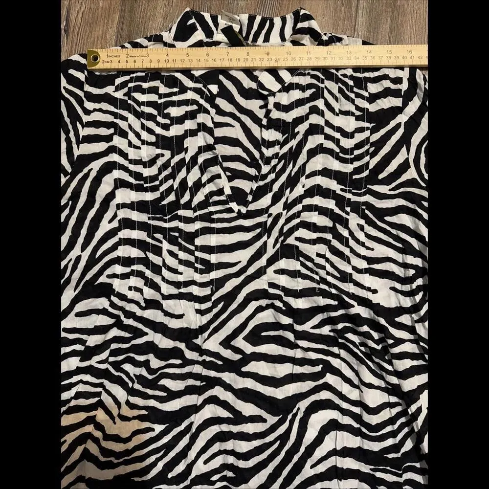 Lauren Ralph Lauren Zebra Y2K Cotton 90 Vintage Swim Bathing Suit Coverup Dress - Image 4