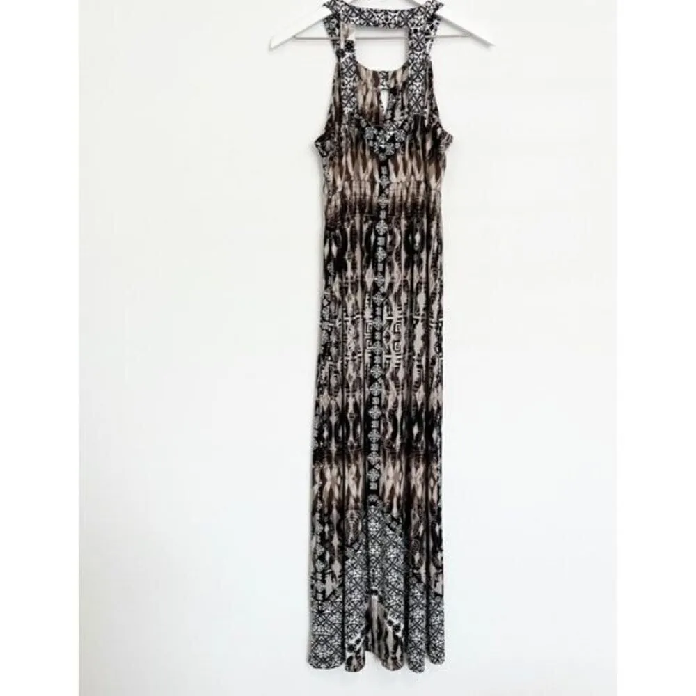 Soma Cutout Maxi Lounge Dress in Brown Black Comfy Casual Stretch Summer‎ Beachy - Image 7