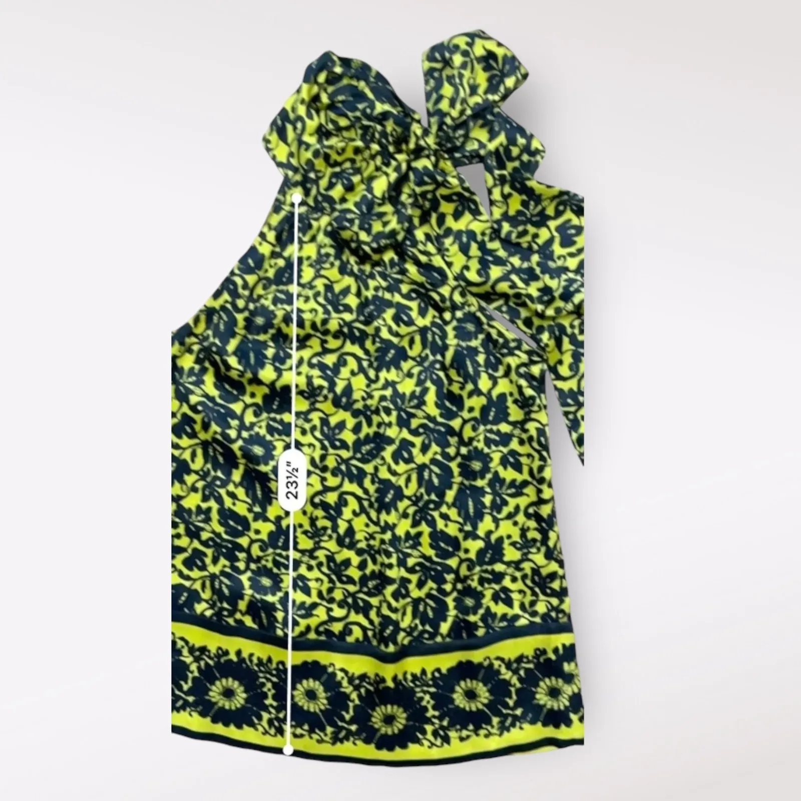 Diane von‎ Furstenberg VTG Silk Halter Top Yellow Black Floral Tie Neck Size 2 - Image 4