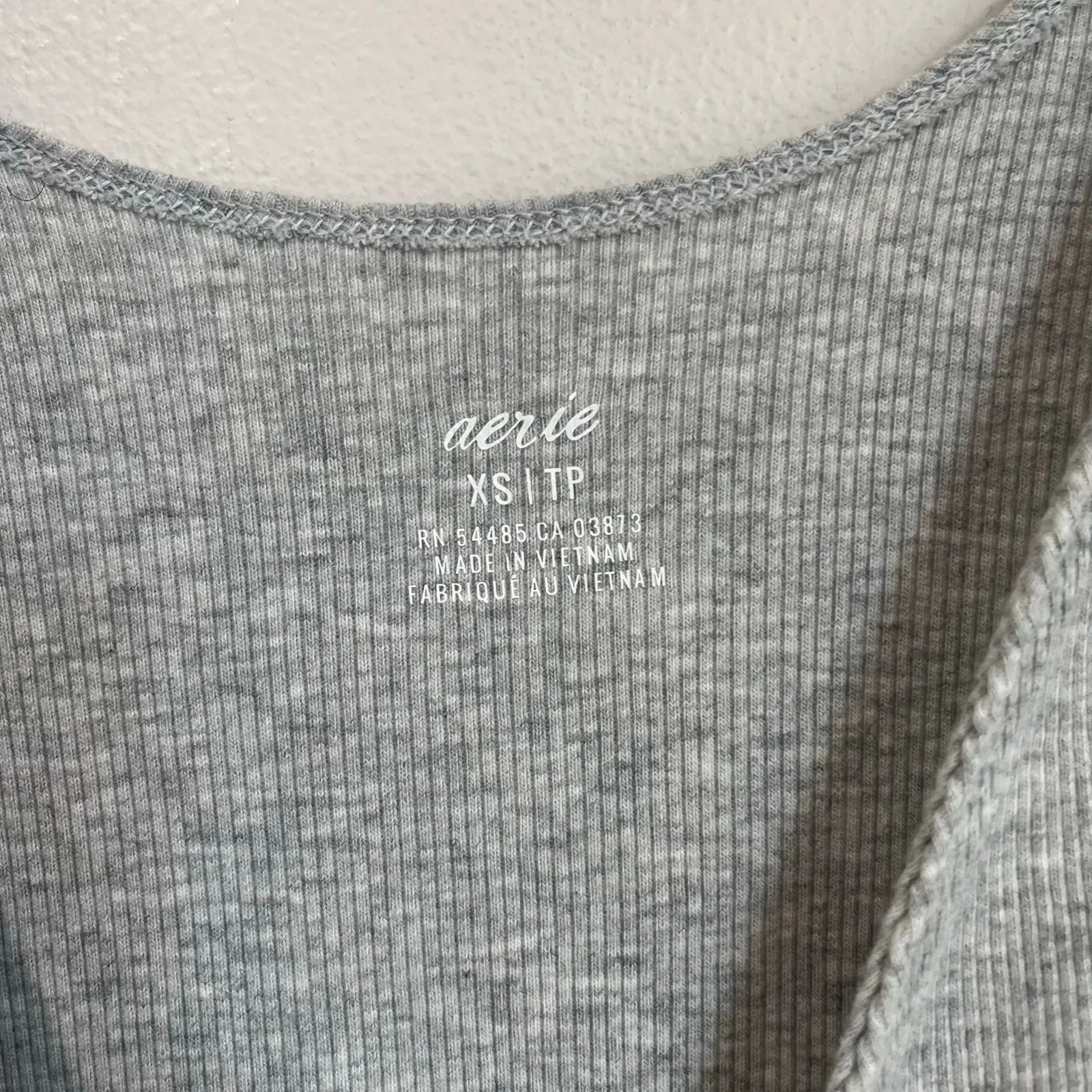 Aerie Gray Ribbed Cutout Bodycon Mini Dress Casual Size XS - Image 3