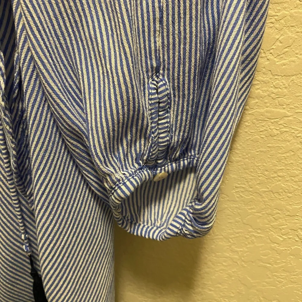 Faithful the Brand Alice Blue & White Bohemian Striped Tassel Blouse Size M - Image 7