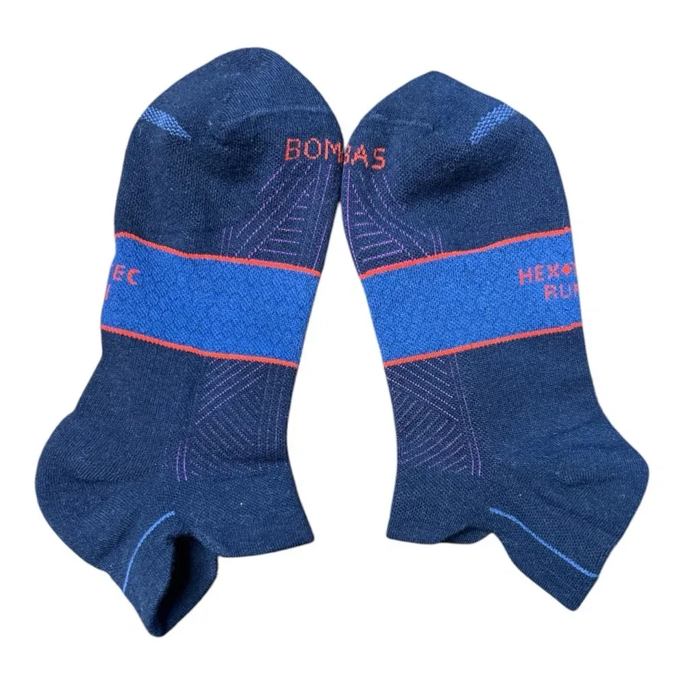 🆕 (1 Pair) RUN Solid Arch color-block ankle running socks Blue size LG… - Image 2