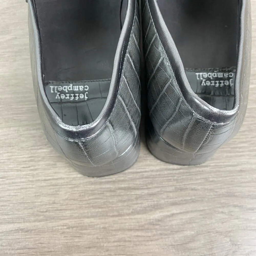 Jeffrey Campbell Black Croc Student Platform Horsebit Loafer Sz.8 - Image 12