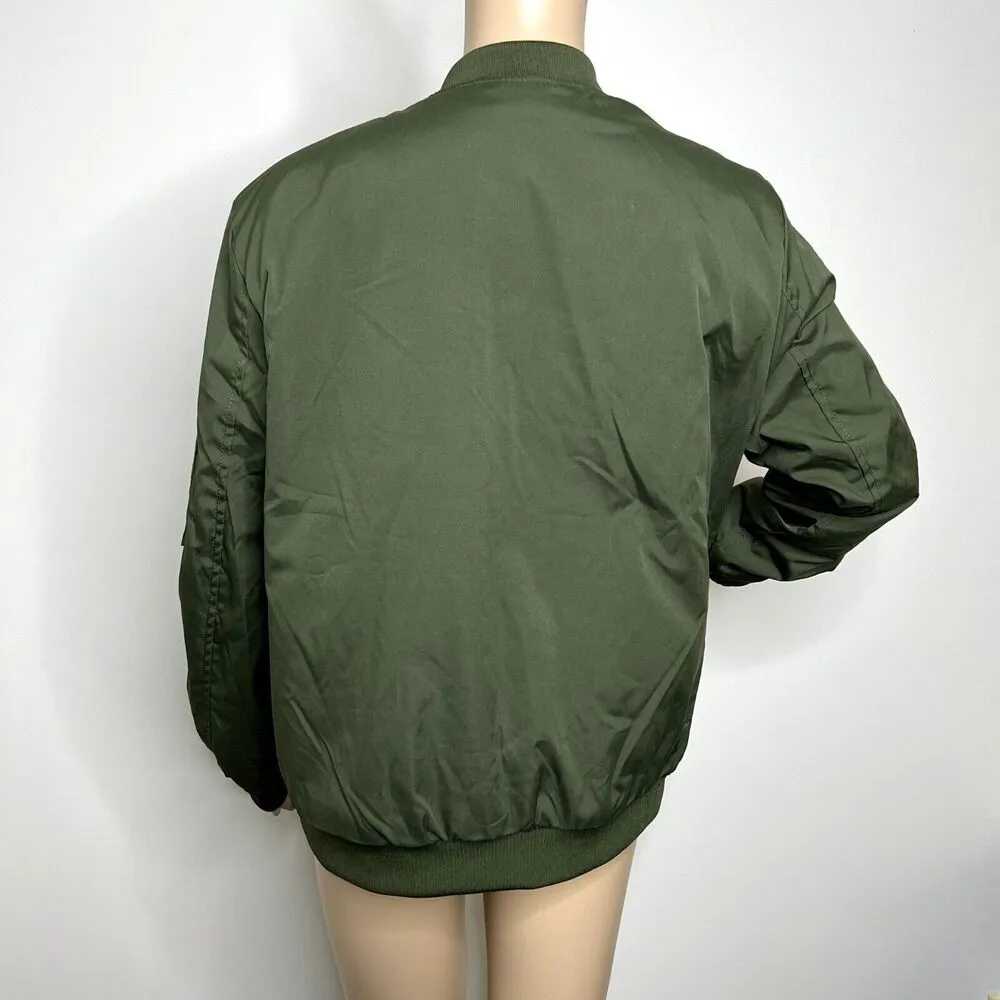 Army Green Quilted Windbreaker Zip Up Jacket Size undefined - Image 3