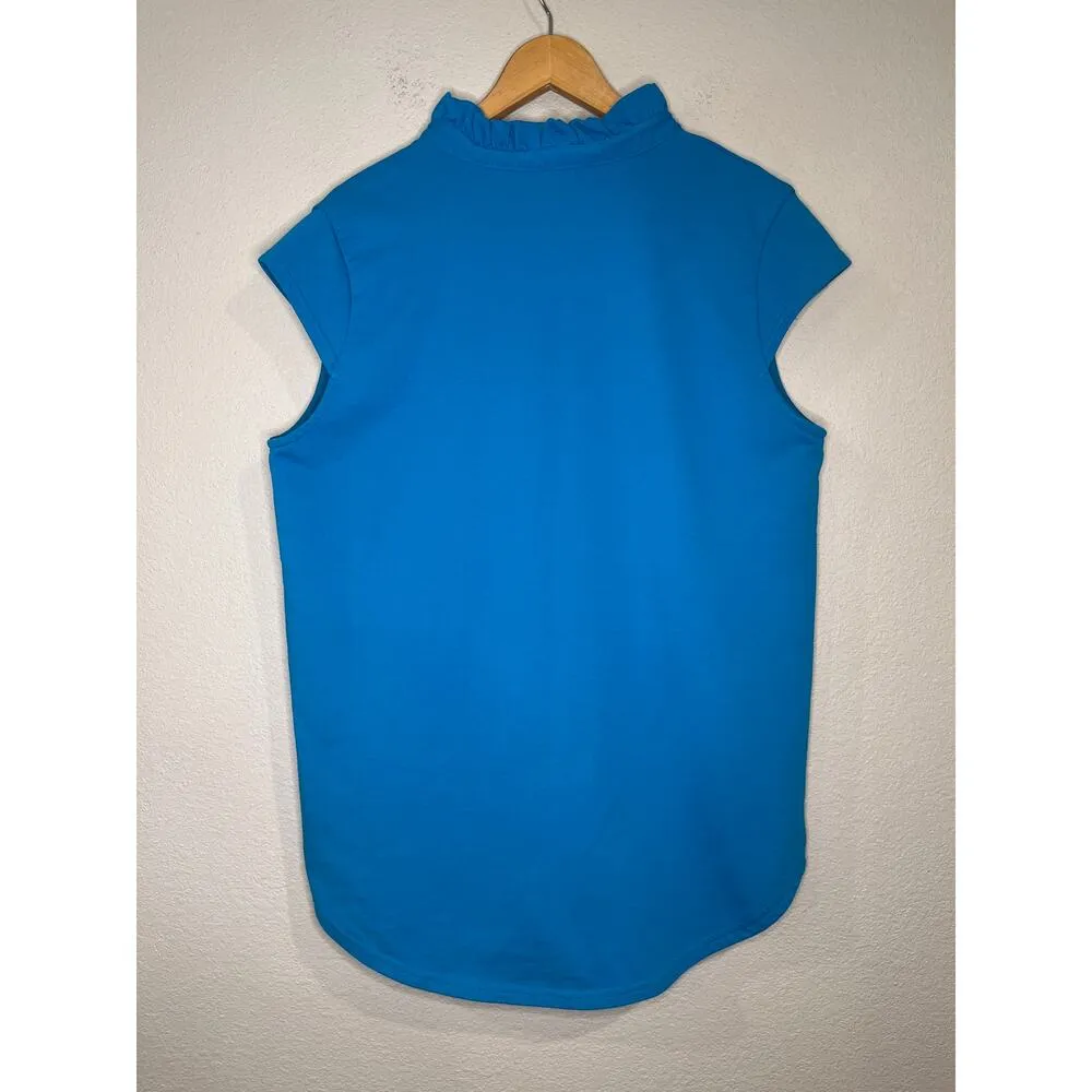 SSYS The Label cap sleeve ruffle neck top ocean blue L Size L - Image 2