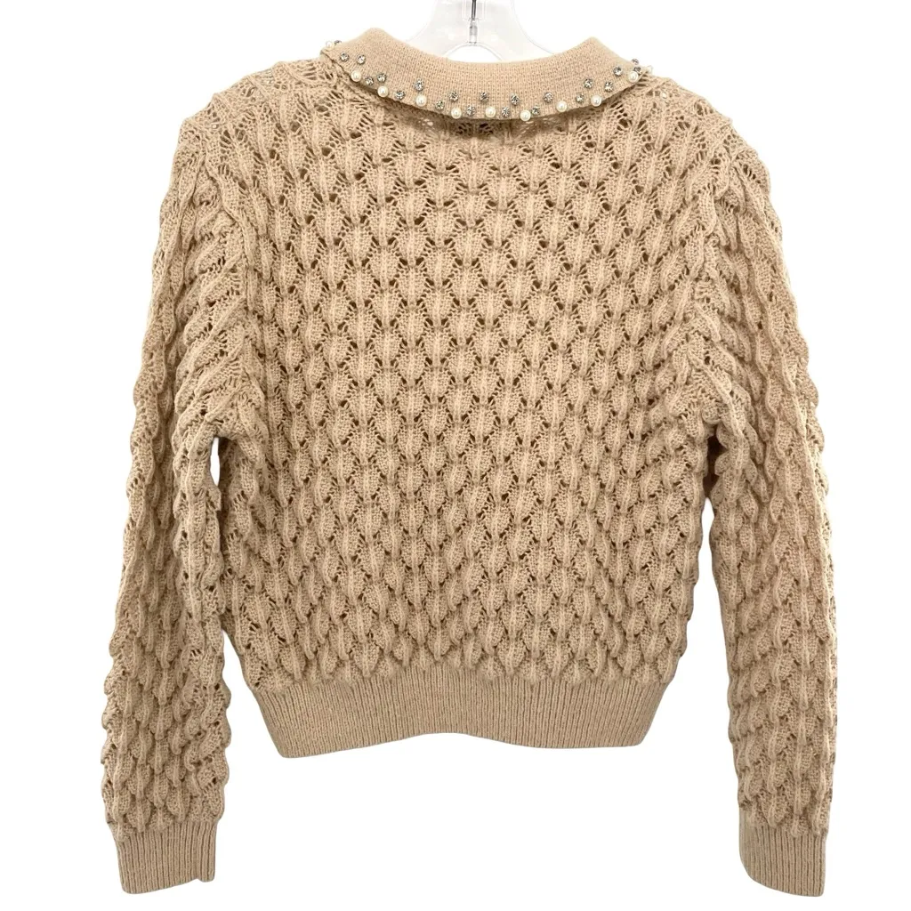 Shein Beige Knit Sweater with Embellished Collar - Image 9