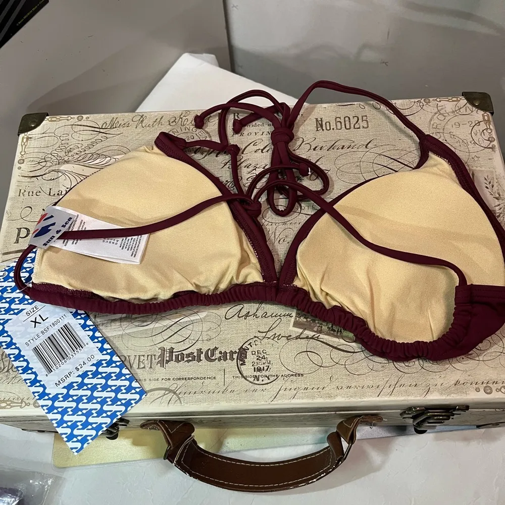 Sun & Sea Burgundy Bikini Top Red Size XL - Image 3