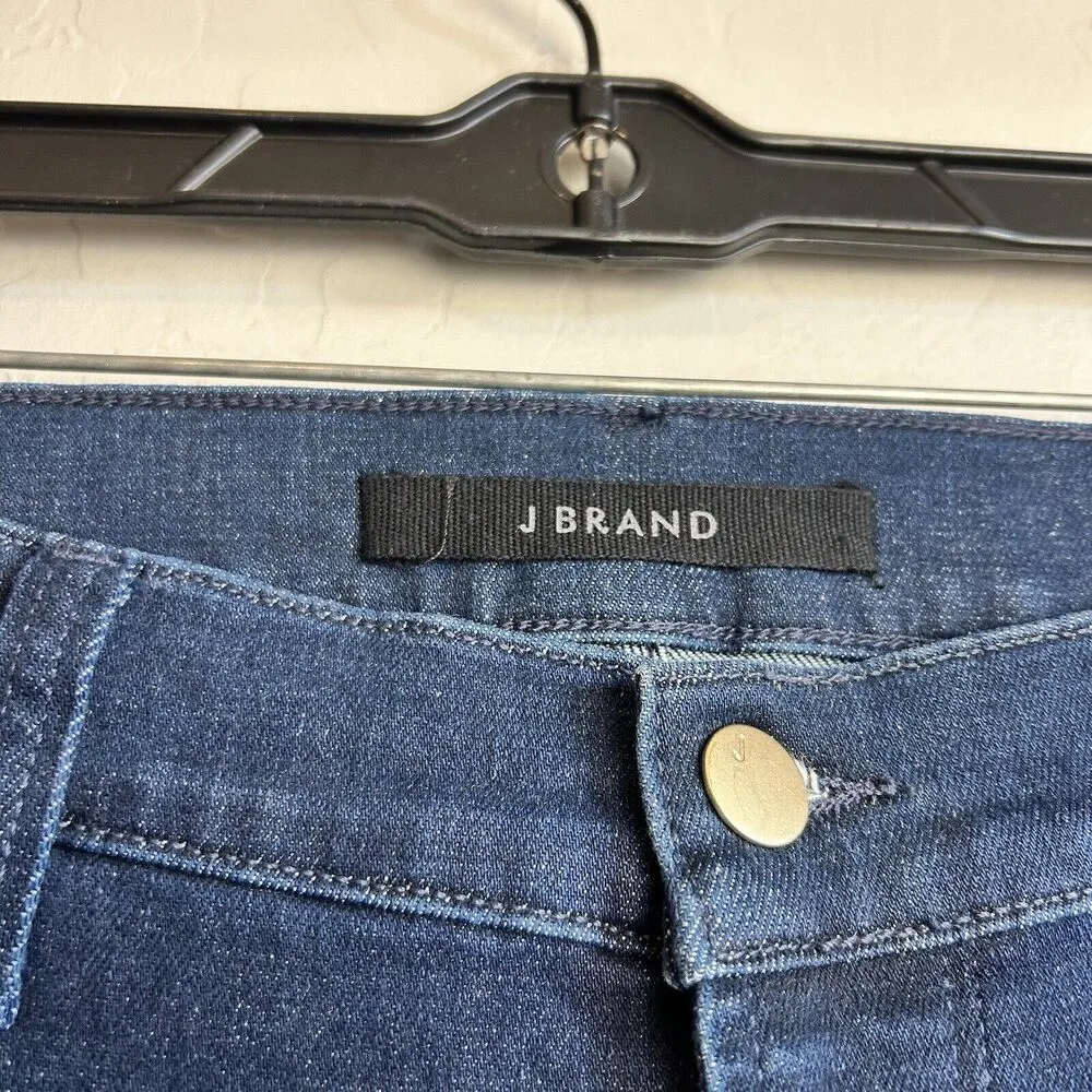 J Brand jeans Women 31 Valentina High Rise Wide Leg Flare in Dark Blue Wash Dash - Image 7