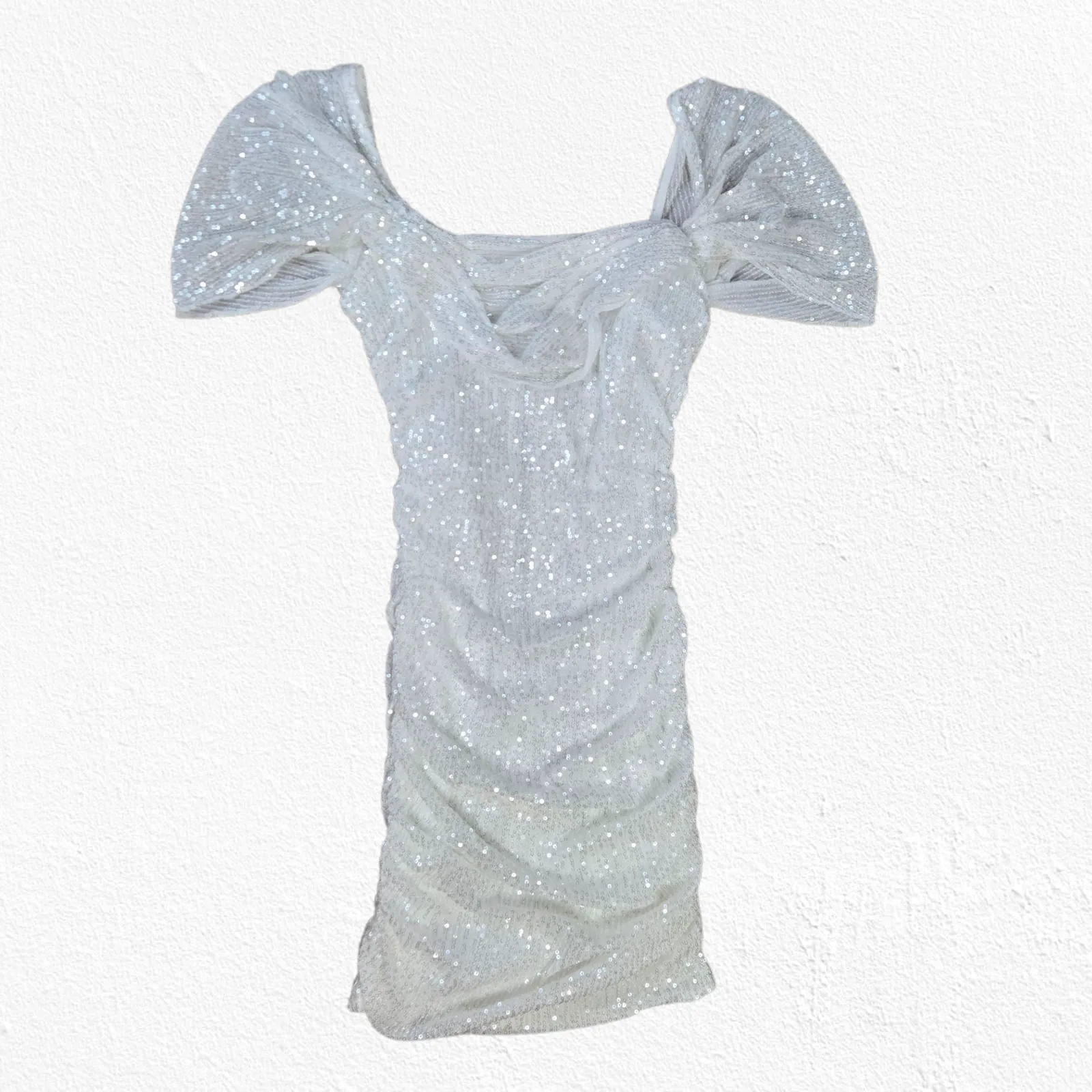 Hello Molly Frequent The Club White Sequin Off-Shoulder Mini Dress Size Small - Image 2