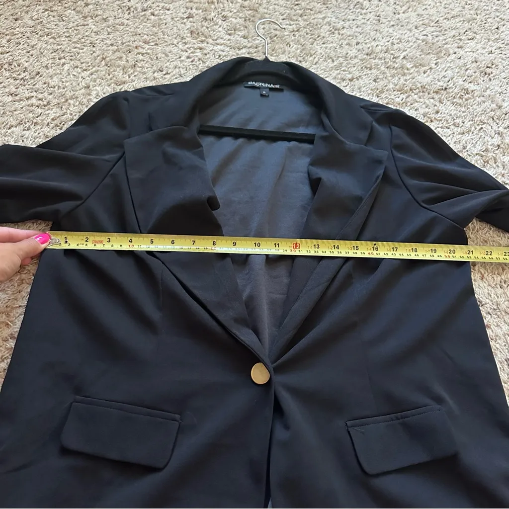 SABRINAS Women’s Collared Button Up Scruch Sleeve Black Blazer/Jacket Size XL - Image 6