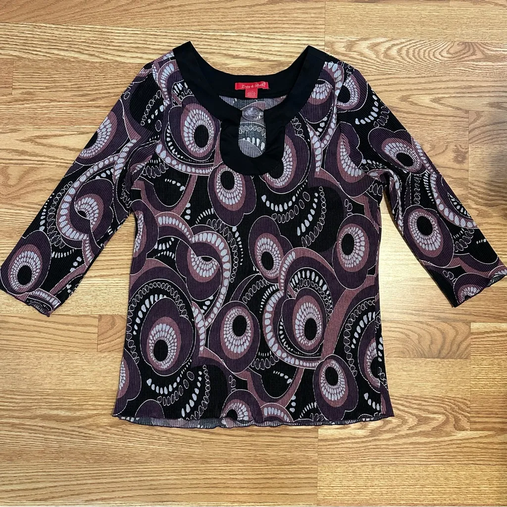 Zoey & Beth Purple Whimsygoth Gemstone Blouse Size L Black - Image 3