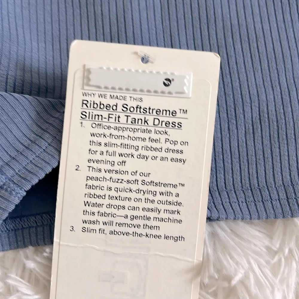 Lululemon Ribbed Softstreme Slim-Fit Tank Dress Oasis Blue Size 10 NWT - Image 8