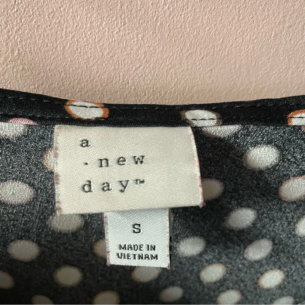 A New Day Black Polka Dot Slip Midi Dress EUC Size S - Image 5