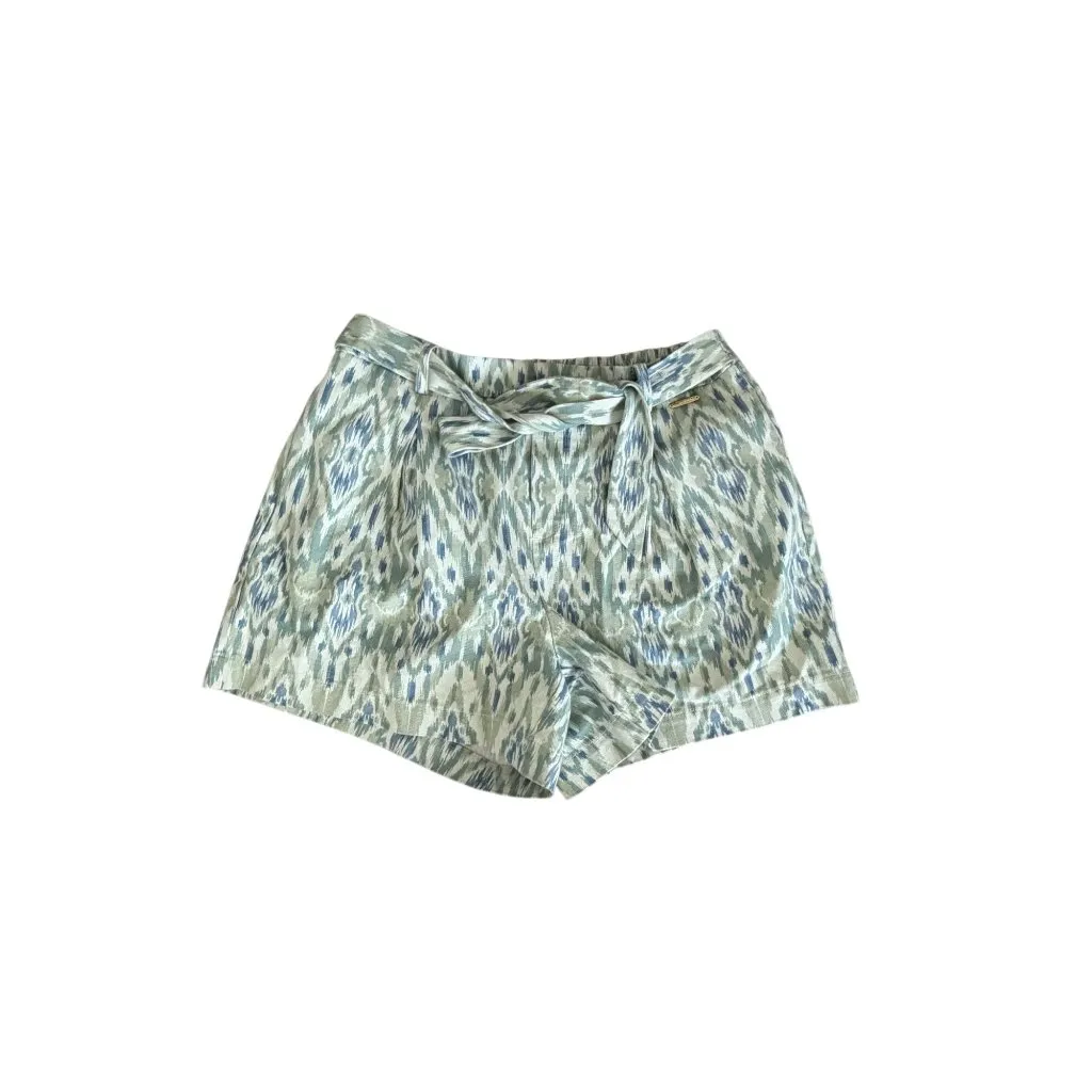MARC NEW YORK Blue Green Ikat High Waist Belt Shorts Size Large NEW NWT - Image 3