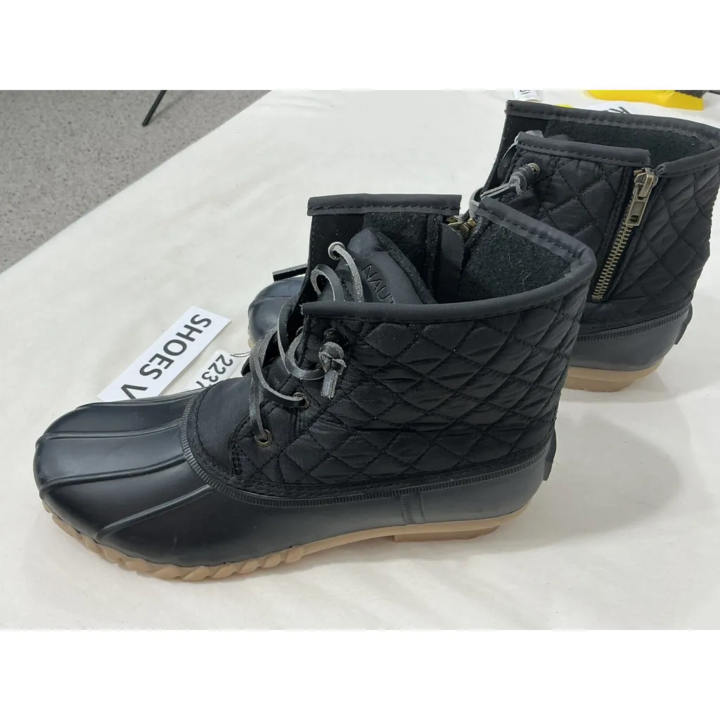 Womans Nautica Dorsay Black Quilted Ankle Duck Rain Snow Rubber Boots Size 10 - Image 3