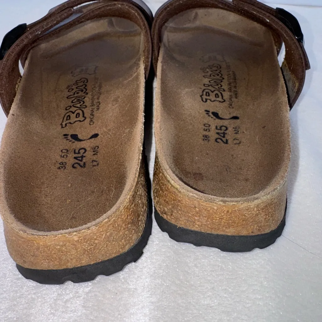 Birkis by Birkenstock Brown Santosa Slip On Buckle Sandals Made In Germany Sz 38 - Image 5