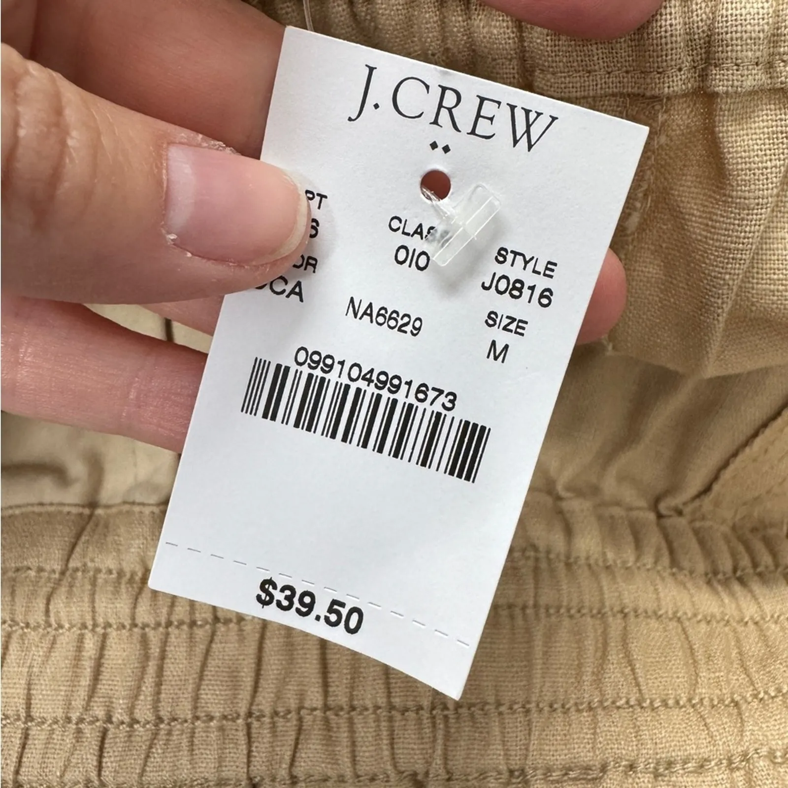 J Crew Tan Linen Shorts Womens M Beachy Casual Lagenlook Tie Waist NWT Basic - Image 8