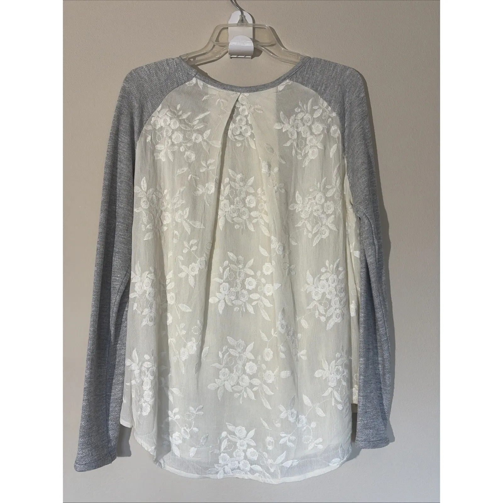 Sunday in Brooklyn Ivory Floral Lace Long‎ Sleeve Knit Sweater Top Shirt Medium - Image 4